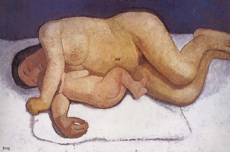 Paula Modersohn-Becker Mother and son leaned oil painting image